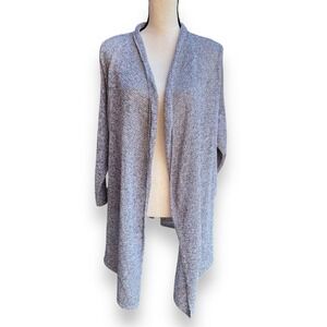Eileen Fisher Linen Cardigan Duster Knit Open Front Long Sleeve Gray Size 1X